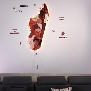 Carte murale de MADAGASCAR en bois rétro-éclairée