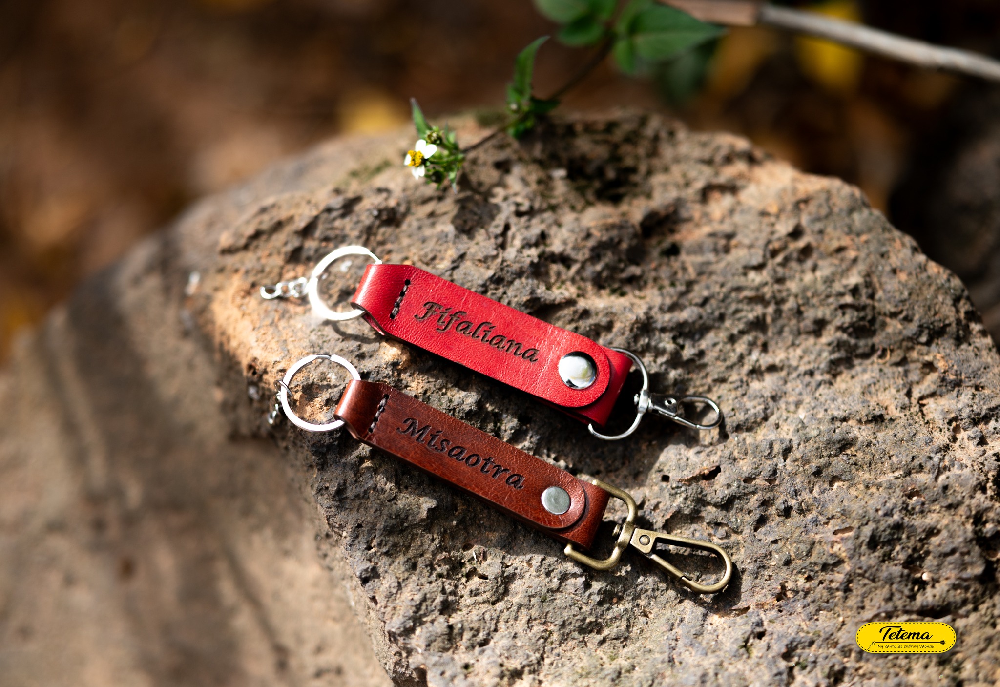 Porte clé en cuir véritable personnalisable