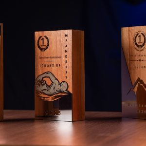 Trophée Signature Bois massif & Acier